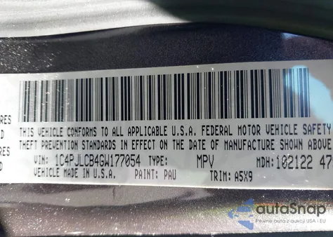 2016 Jeep Cherokee Latitude z USA, uszkodzony, nr VIN 1C4PJLCB4GW177054